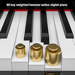 Piano numérique à 88 touches avec clavier à action pondérée et graduée avec support de meuble, banc USB/MIDI Home Piano électrique for débutant et professionnel (Color : White) - Les Beatles, Paul McCartney, John Lennon, RIngo Starr, George Harrison Piano numérique à 88 touches avec clavier à action pondérée et graduée avec support de meuble, banc USB/MIDI Home Piano électrique for débutant et professionnel (Color : White) – Image 2