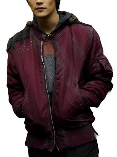 Photo de A&M Express Christopher Larkin The 100 Burgundy Jacket Monty Green Bomber Veste en coton pour homme, bordeaux, XL
