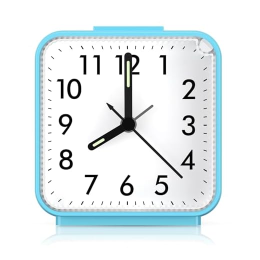 AMIR Analog Alarm Clock, Silent Non Ticking Small Clock, Travel Alarm Clock with Snooze & Light, Ascending Beep Sounds, Battery Operated Loud Alarm Clock for Bedroom, Bedside, Desk