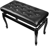 Material: Künstliches Lederkissen ist mit hohem Resilienz-Schwamm gefüllt, der nicht verformt, leicht zu reinigen, und angenehm sitzendem Sitzen; Massivholzhocker Beine sind dauerhaft.