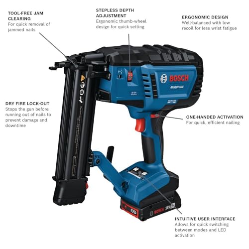 BOSCH GTH18V-18MN 18V Brushless 18-Gauge Narrow Crown Stapler - Cordless, Powerful, and Precise for Furniture, Upholstery, and Cabinetry Applications (Bare Tool) - image 2