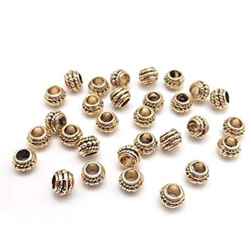 50 Uds. De Cuentas de Metal, Cuentas de Anillo de Tres Capas, Cuentas espaciadoras de aleación de Zinc para DIY, Pulsera, Collar, fabricación de Joyas, Oro Cover