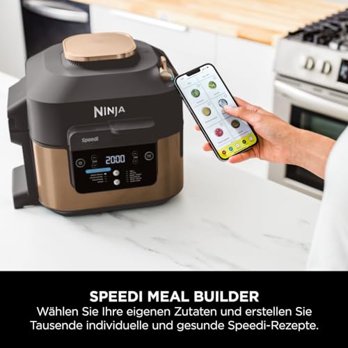 Image of Ninja Speedi 10-in-1 Fast Pressure Cooker, Air Fryer, Air Fryer and Multicooker, 5.7L, Meals for 4 in 15 Minutes, Steam, Grill, Bake, Roast, Stew and More, Black and Copper ON400EUCP