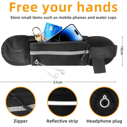 Corpower Joggingleine Hunde, Laufleine für Hunde, Bauchgurt Hundeleine - Multifunktional, Bietet Platz für Eine Wasserflasche, Geeignet zum Joggen, Radfahren, Wandern