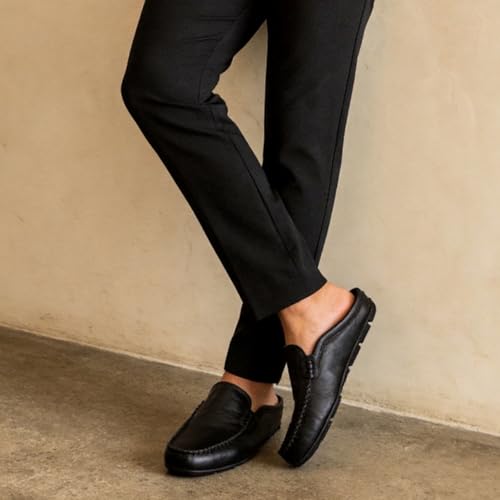 Image of Go Tour Mens Mules Clog Slippers Breathable Punching Leather Slip on Shoes Casual Loafers