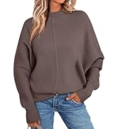 LILLUSORY Women's Oversized Mock Neck Sweaters Trendy Pullover 2024 Fall Outfits Knit Batwing Win...