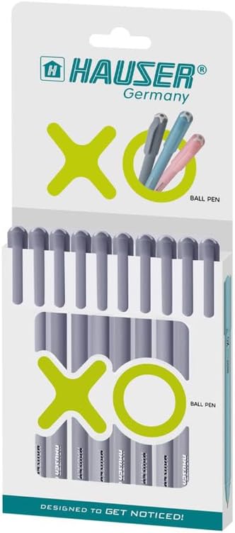 Hauser Xo Ball Pen Wallet Pack | Tip Size 0.7 Mm | Sleek Body & Minimalistic Design | Matt Finish | Solid Body Type | Low Viscosity Ink | Ultra Durable Tip | Black Ink, Set Of 10 Pcs X 3 Pack