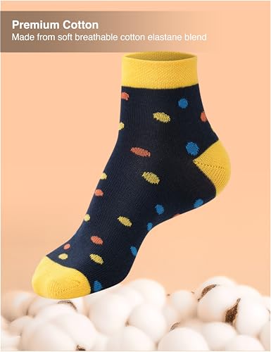 Amazon Brand - Symbol Kids Ankle Length Cotton Socks (Unisex)_KD-SCU-SS25-201_3 Blue + 1 White + 1 Green + 1 Sky Blue_9-11 Years - Image 2 thumbnail