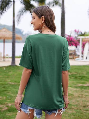 Image of UNCLECAT Womens Deep V Neck T Shirts Summer Oversized Short Sleeve Tops | V Neck, Sexy, Solid, Loose Fit, Casual, Trendy, Going Out, Daily Wear, Workout