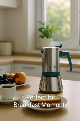 WECOOK! Espressokocher aus Edelstahl 18/10 für Induktion 4 Tassen – Moka/Espresso – ergonomischer Soft-Touch-Griff aus Bakelit – Sicherheitsventil aus Nickel – Messlöffel inklusive 3 WECOOK! Espressokocher aus Edelstahl 18/10 für Induktion 4 Tassen – Moka/Espresso – ergonomischer Soft-Touch-Griff aus Bakelit – Sicherheitsventil aus Nickel – Messlöffel inklusive