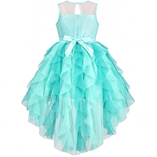 Sunny Fashion Flower Girl Dress Champagne Sequin Hi-Low Wedding Bridesmaid2