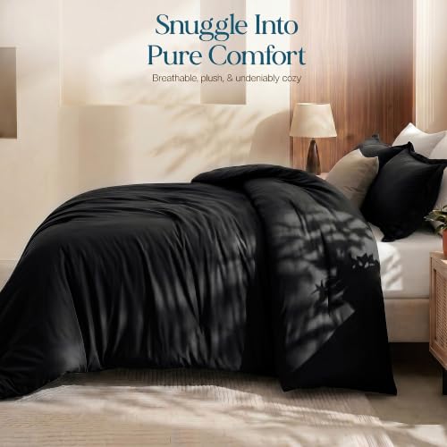 Image of Utopia Bedding 3 Pc Queen Comforter Set, All Season Bedding, Black
