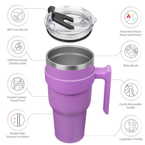 Image of BJPKPK 40 oz Tumbler with Handle & Straw, Insulated Stainless Steel Mug