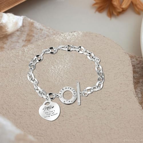 JPWPFAA Stray kids pulseras, SKZ Pulsera unisex de moda con colgante de plata en forma de corazón, Stray kids skzoo Perfecto para Fans y Regalos, Productos de grupos de chicos de K-pop - imagen 4