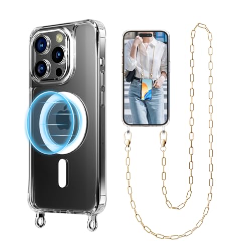 Coque de téléphone avec cordon doré pour iPhone 16 étui antichoc MagSafe UnnFiko ZhengQian
