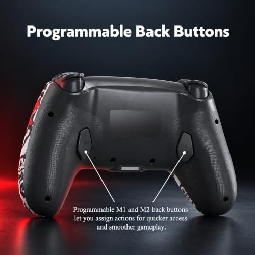 WarpPoint Wireless Controller compatible with PS5 and PC, Bluetooth RGB Gamepad with Hall Effect Joysticks, Hall Triggers, 6-Axis Gyroscope, Dual Vibration, Programmable Buttons, Graffiti Black White and Red — 사진 6