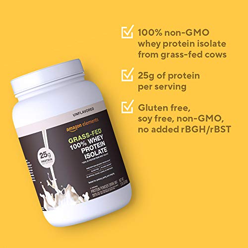 Amazon Elements Grass-Fed 100% Whey Protein Isolate Powder, Unflavored, 2.05 lbs (31 Servings) (Packaging may vary) - Thumbnail 4