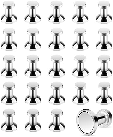 Tiergrade Metallic Magnets, Refrigerator Magnets, 24 Pack Magnetic Push Pins, Strong Fridge Magnets, Multi-use Whiteboard Magnets Perfect for Kitchen Office Classroom