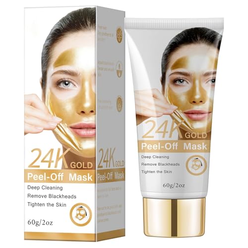 24K Gold Peel Off Mask for Women and Men, Blackhead Remover Mask, Peel Off Face Masks Skincare, Moisturizing Facial Masks Exfoliating Deep Cleansing for All Skin Types
