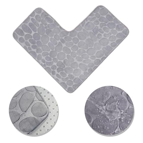 Xiyingcai L Shaped Bathroom Mat, Absorbent and Soft Right Angle Bath Mat, Anti Slip and Easy to Clean Corner Shower Mat Suitable for Bathrooms, Bathtubs, Kitchens (80x80CM,Cobblestone (Cobblestone) - Image 7
