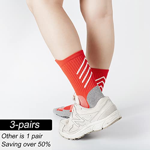 Anti-Slip Athletic Sock Men Women Grip Soccer Sock Hospital Non Skip Slipper Sock Basketball Yoga Gym Fitness Hiking Red L 3P #TOP6
