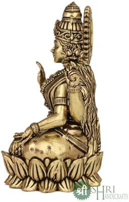 INDICAST Handcrafted Brass Goddess Laxmi Statue for Home Temple | 4" Maa Laks...