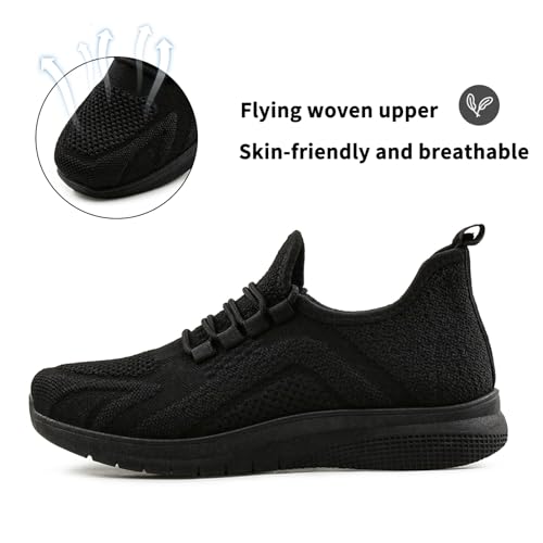 Image of Bernal Black Sneakers for Women Walking Shoes Non Slip Lightweight Casual Breathable Tennis Shoes Work Travel