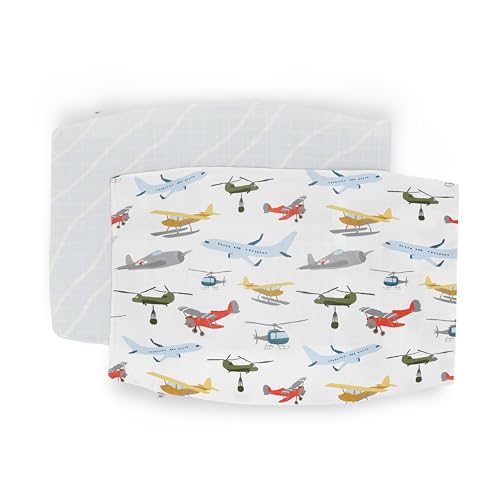 Image of Little Unicorn Standard Pillowcase 2 Pack | Super Soft & Breathable Muslin Fabric | Snug Envelope Closure | for Crib and Toddler Bed (Air Show)