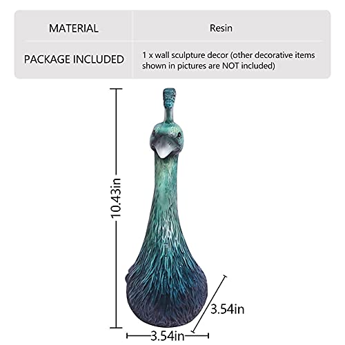 Pearlead Creative Hanging Resin 3D Wall Sculpture Art Animal Head Sculpture Hanging Wall Piece Wall Art Decor For Home And Office Decoration (Peacock) #TOP6