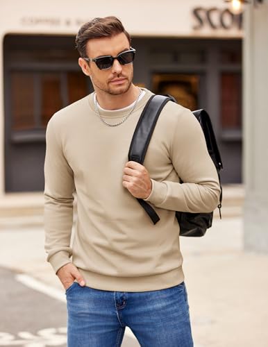 COOFANDY Mens Fleece Pullover Crewneck Sweatshirts Soft Casual Long Sleeves Sweatshirt Crew Neck Pullover Sweater3