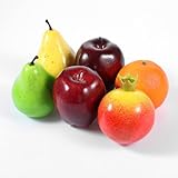 6 Pieces Artificial Fake Fruits Set, Lifelike Faux Fruit for Home Decor, Simulation Fruit Pack for Christmas...