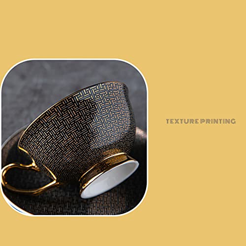 ESSONIO Coffee Cups, Cup, 12 People -220ml, Ceramic Tea Cup with Handle, Afternoon Tea Coffee，Stoneware Cups,– Birthday Gift，for Work, Leisure（36 Pieces Plates Cup Spoons） QT67