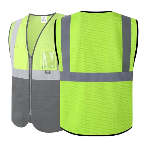 Image of JKSafety Safety Vest for men women Hi Vis Vest with Pockets and Zipper High Visibility Meet ANSI Standard(BX310