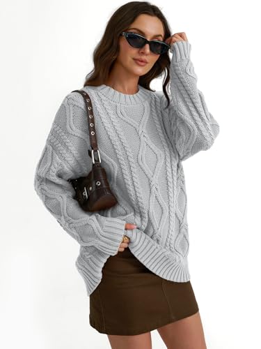 Image of Trendy Queen Women's Oversized Cable Knit Crewneck Sweaters