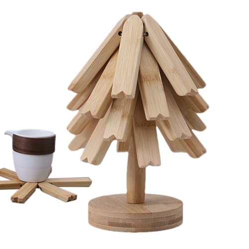Juego de salvamanteles de madera para platos calientes - Juego de salvamanteles con forma de árbol de haya | Salvamanteles con diseño de árbol | Soporte para ollas calientes para ollas calientes