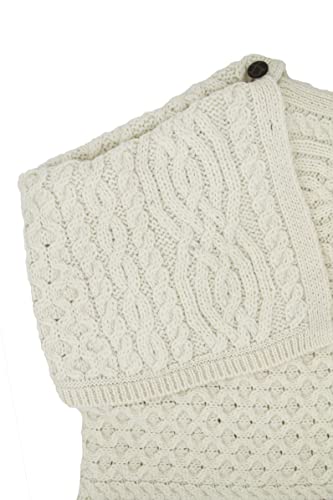 Aran Crafts Women's Cable Knit Wool Buttoned Cowl Neck Poncho (Cw4784-M/L-Nat) Natural #TOP2