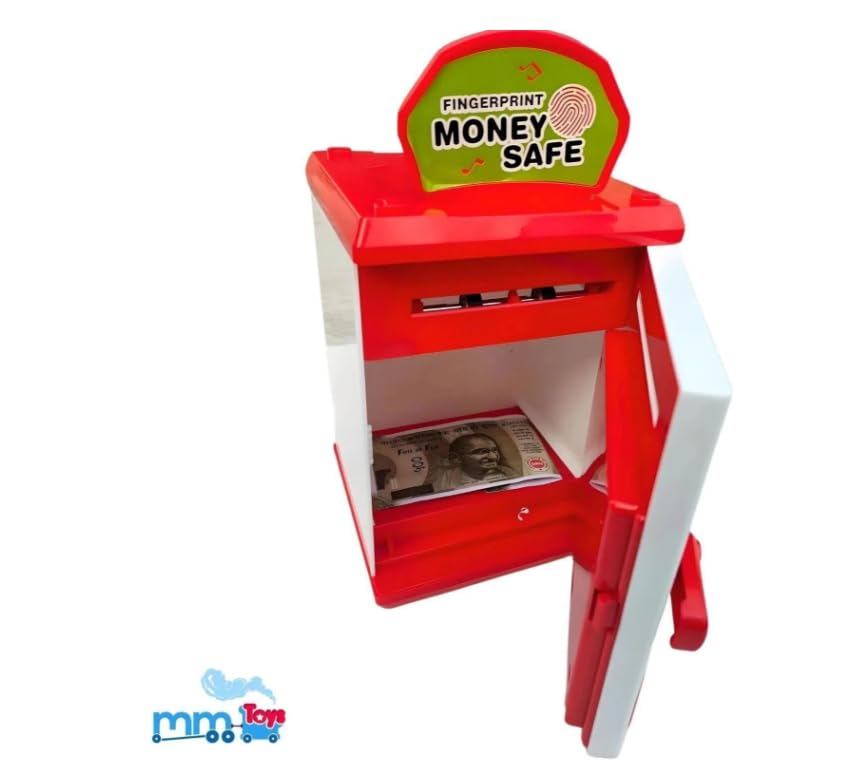 Image of Alpenia ATM Piggy Bank with Password Protection & Finger Sensor | Multicolour | Electronic Money Safe for Kids | Automatic Coin & Cash Deposit, Learning Toy for Saving & Money Management