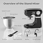 Stand Mixer,12 Speed Tilt-Head Electric Mixer With 5.3 Quart Stainless Steel Mixing Bowl,Kitchen Mixer With Egg Whisk, Dough Hook, Beater & Baking Spatula, BLACK - Image 5