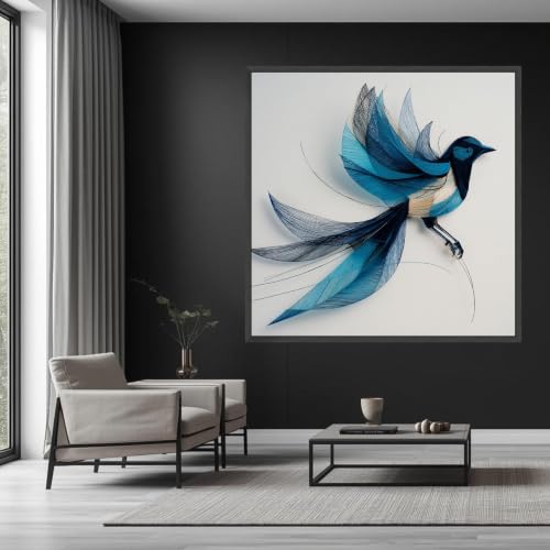 Vol d'oiseau bleu tableau sur toile pour habiller un mur vide - 3