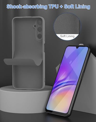 Image of DIZORO Microfiber Candy Case Compatible for Samsung A15 5G Smooth Touch Cushion Liquid Soft Silicone Gel Rubber Phone Cases Non-Slip Full Body Protective Shockproof Back Cover (Space Grey)