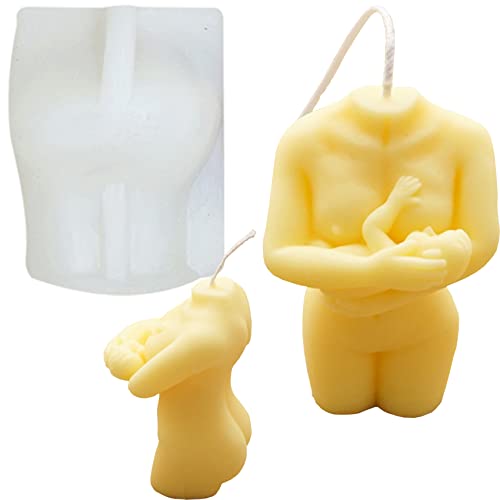 Douup Women Body Mold, 3D Mom Hug Baby Mold, Human Body Silicone Molds for DIY Candle Making, Silicone Mold for Crafts Aromatherapy Candle Handmade, Human Ornaments, Candles Home Decoration