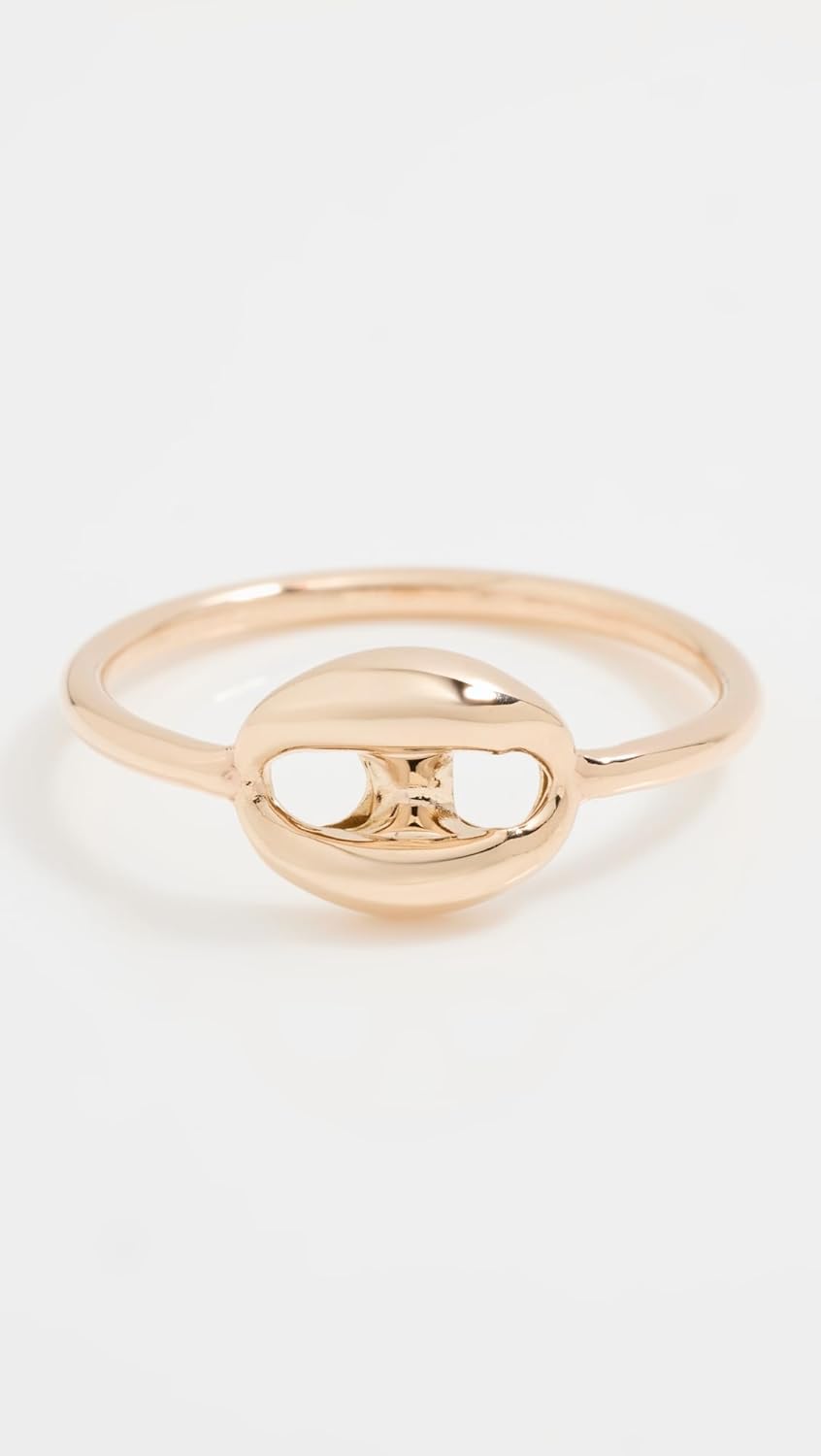 Zoe Chicco Women's 14k Gold Single Large Puffed Mariner Link Ring, Gold, 6 - Image 3