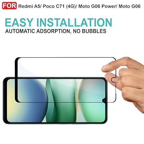 Image of CEDO Tempered Glass for Redmi A5 / Poco C71 (4G) / Moto G06 Power /Moto G06 | Screen Protector Full HD Quality Tempered Glass Anti-Scratch Edge to Edge Coverage with Easy Installation Kit (Black)