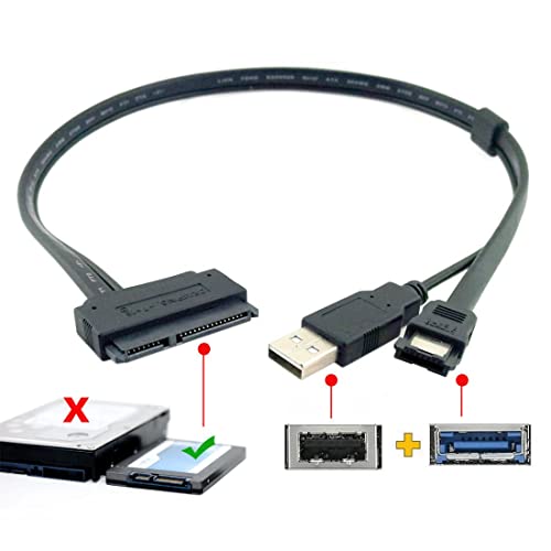 Image of chenyang 2.5 Inch Hard Disk Drive SATA 22Pin to ESATA Data + USB Powered Cable 50cm