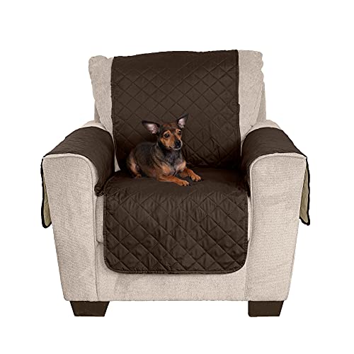 Furhaven Furniture Cover for Dogs and Cats - Water-Resistant Reversible Two-Tone Living Room Furniture Protector, Washable, Espresso and Clay, Chair