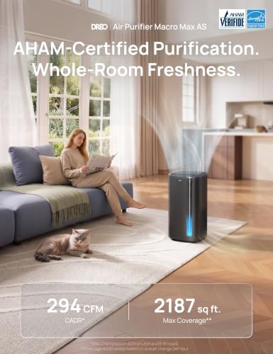 Image of DREO Smart Air Purifier for Home, Washable Pre-Filter, Large Rooms Air Cleaner with Wi-Fi /Voice /Alexa,Smoke,Dust,Pollen,Odor,PM2.5 Monitor, 4 Speeds & Auto /Turbo /HEPA Sleep Mode, DR-HAP003AS Black