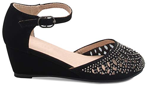 Image of Olivia K Girls Glitter and Rhinestone Open Toe Wedge Heel (Toddler /Little Girl)
