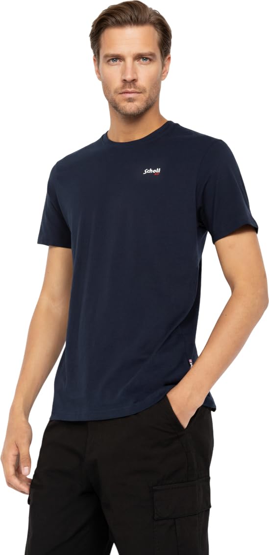 Schott Nyc Men's Blue Tscasual T-Shirt, M