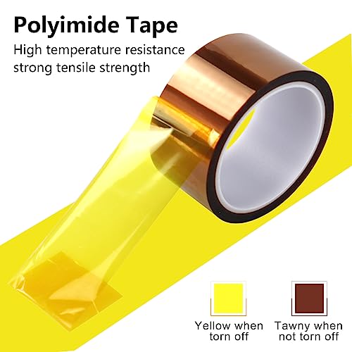 Image of BOMEI PACK Polyimide Tape, 2 Pack High-Temperature Resistant Tape 2inch x 33m(108ft), No Residue Heat-Resistant Tape for Electric Task, 3D Printing, Soldering, Sublimation, Masking