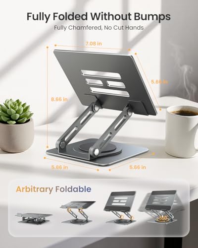 Image of LOXP Metal Tablet Stand, 360 Rotating iPad Stand with Heavy-Duty Base, Tablet Holder Compatible with 4.0-16.9 inch Device, iPad Pro Air Mini, Kindle, Surface Tablet, Portable Monitors - Gray